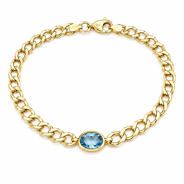 14k Yellow Gold Blue Topaz Bracelet