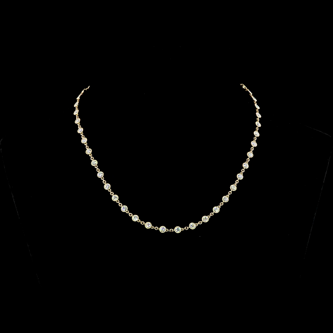 14k Yellow Gold Bezel Lab Grown Diamond Necklace