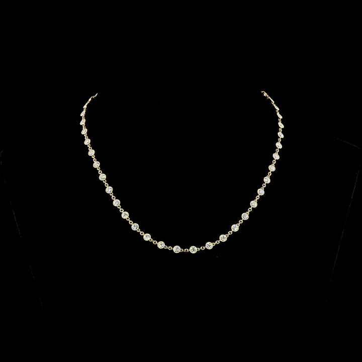 14k Yellow Gold Bezel Lab Grown Diamond Necklace
