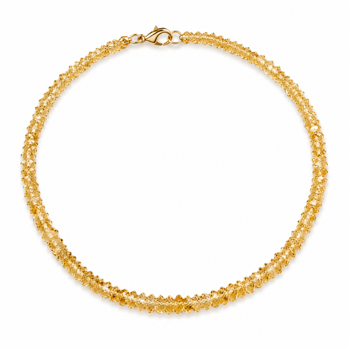 14k Yellow Citrine Ankle Bracelet 10 inch