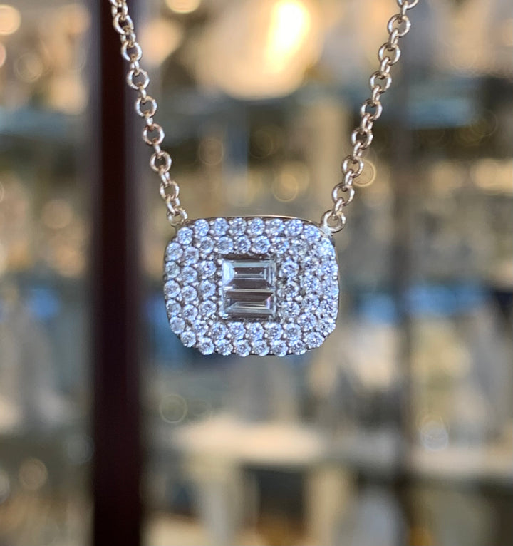 14k Two Tone Cluster Diamond Pendant