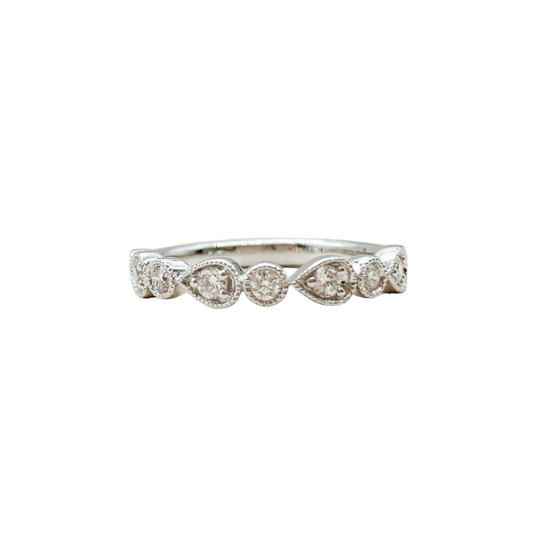 14k White Gold Bezel Set 0.34ctw Round Diamond Wedding Band