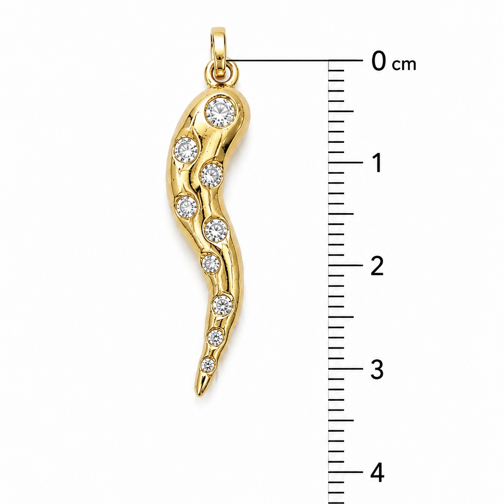 14k Yellow Diamond Italian Horn