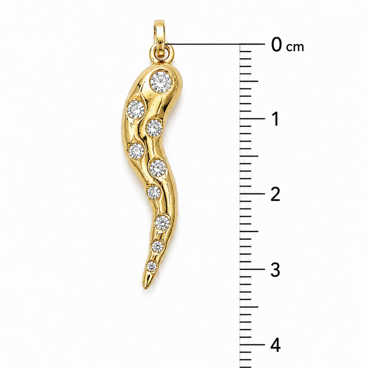 14k Yellow Diamond Italian Horn