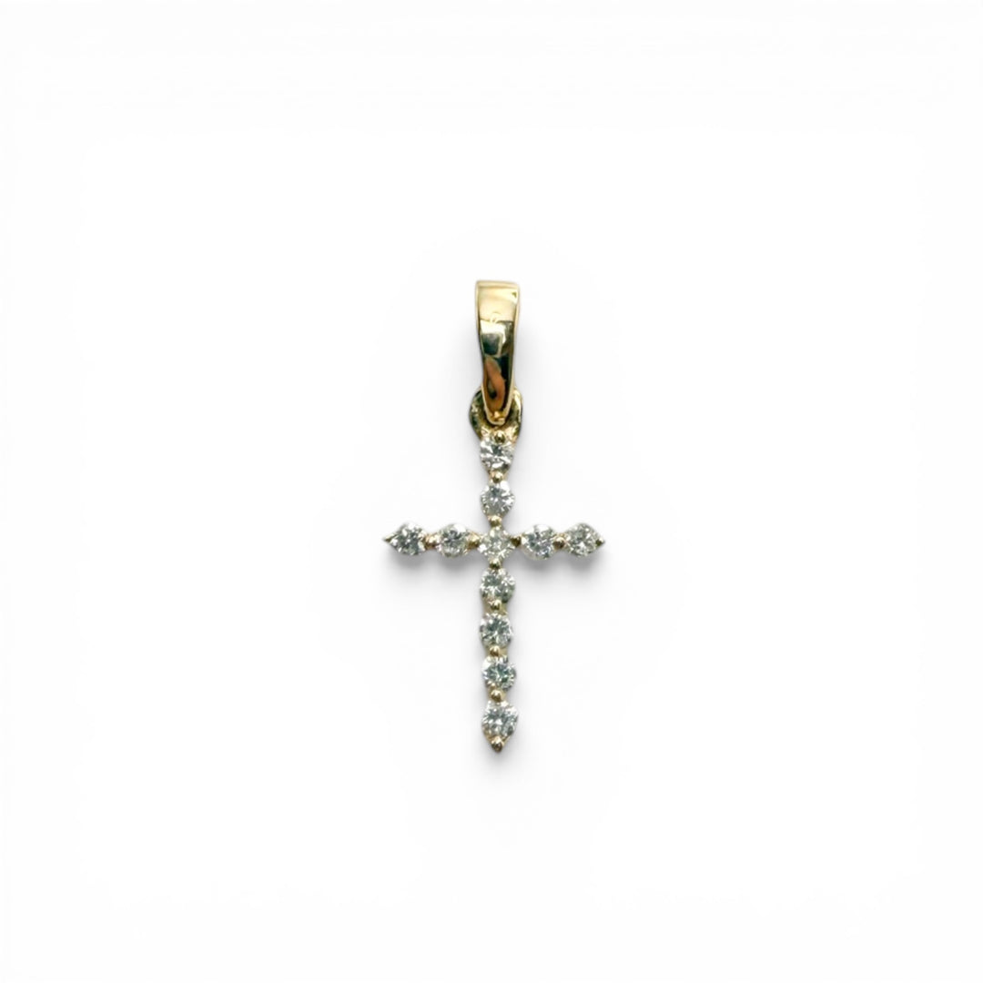 14k Yellow Gold Cross Diamond Pendants
