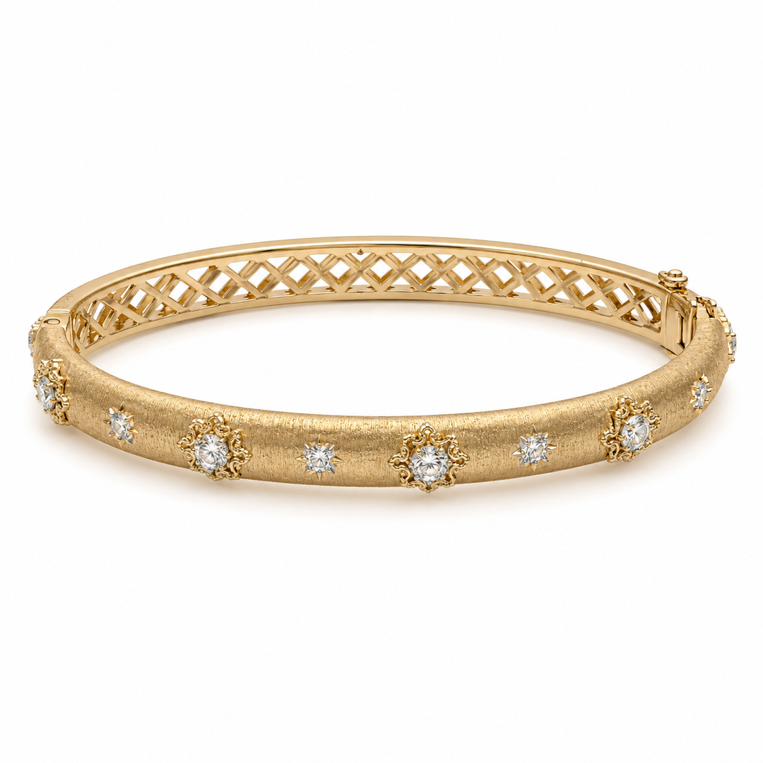 14k Two Tone Bangle Diamond Bracelet
