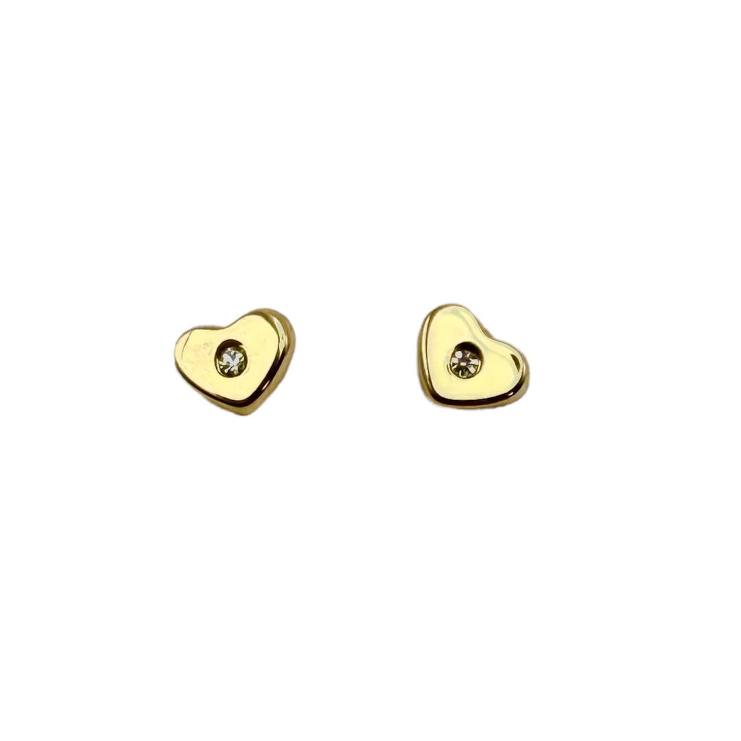 14k Yellow Gold Childs Heart Stud Earrings