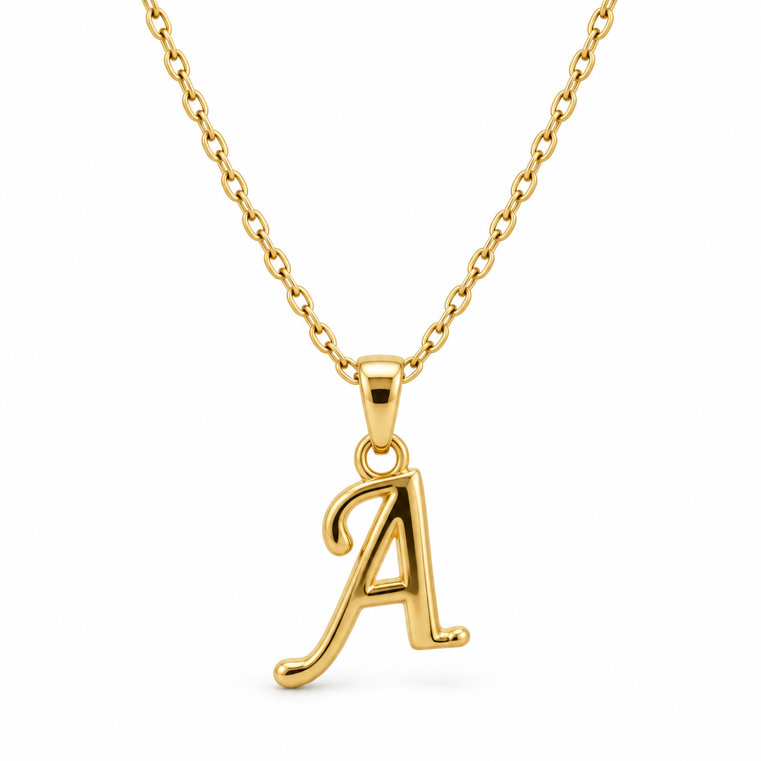 14k Yellow Initial A Necklace