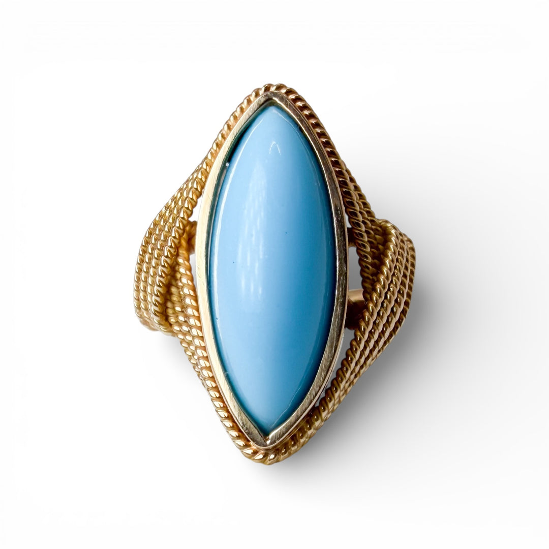 18k Yellow Gold Turquoise Estate Ring