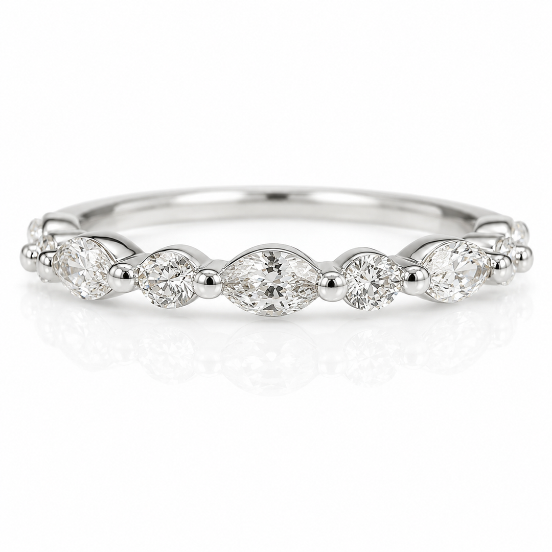 14k White Single Prong 0.50ctw Diamond Wedding Band