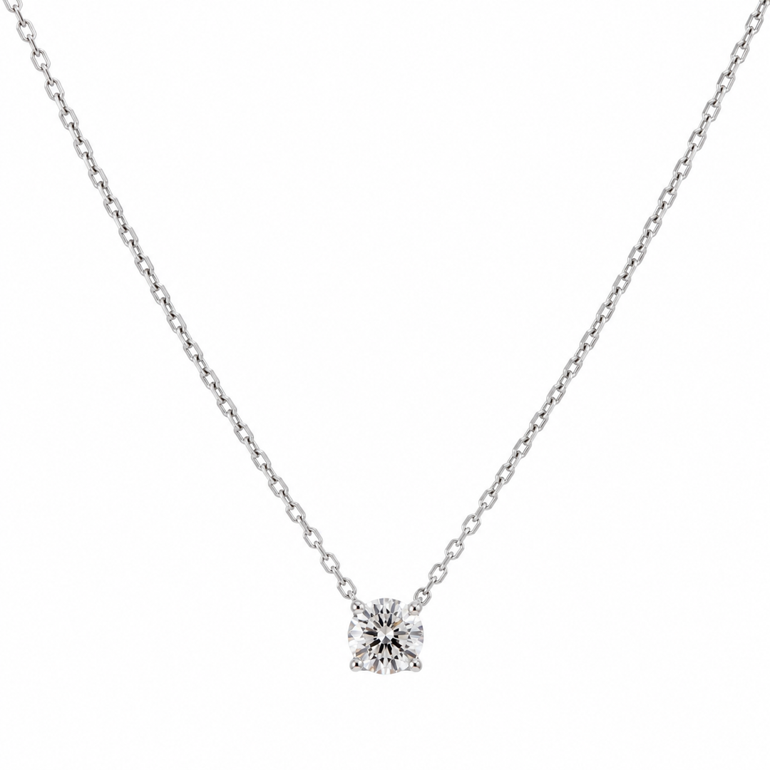 14k White Gold 4 Prong Basket Lab Grown Diamond Pendant 0.25ct