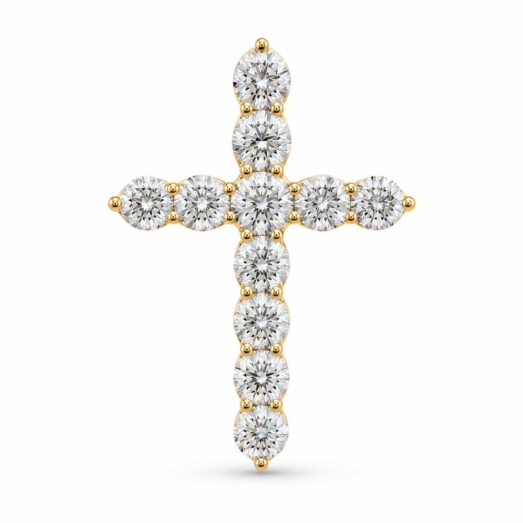 14k Yellow Cross Lab Grown Diamond Pendant