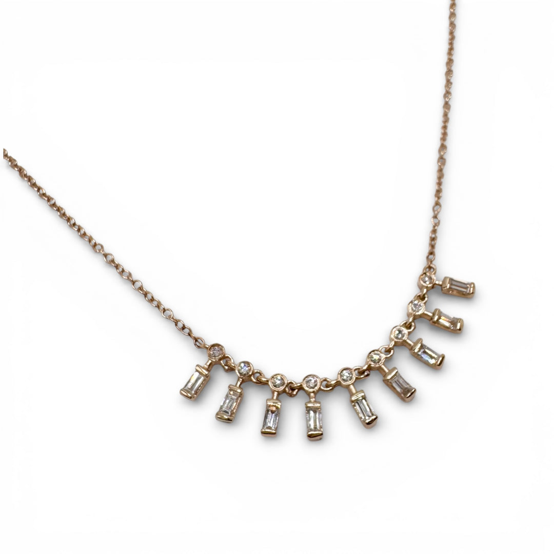 14k Yellow Gold Bar Diamond Necklace