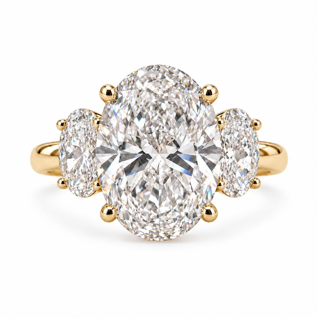 14k Yellow 3 Stone Lab Grown Diamond Engagement Ring
