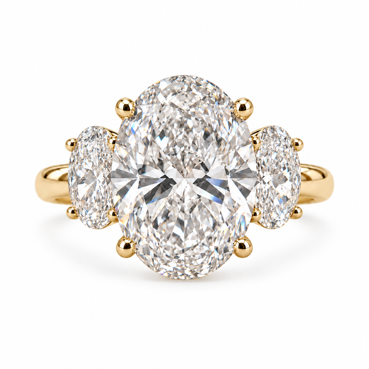 14k Yellow 3 Stone Lab Grown Diamond Engagement Ring