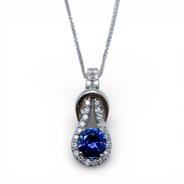 14k White Gold Lab Grown Sapphire Estate Pendant