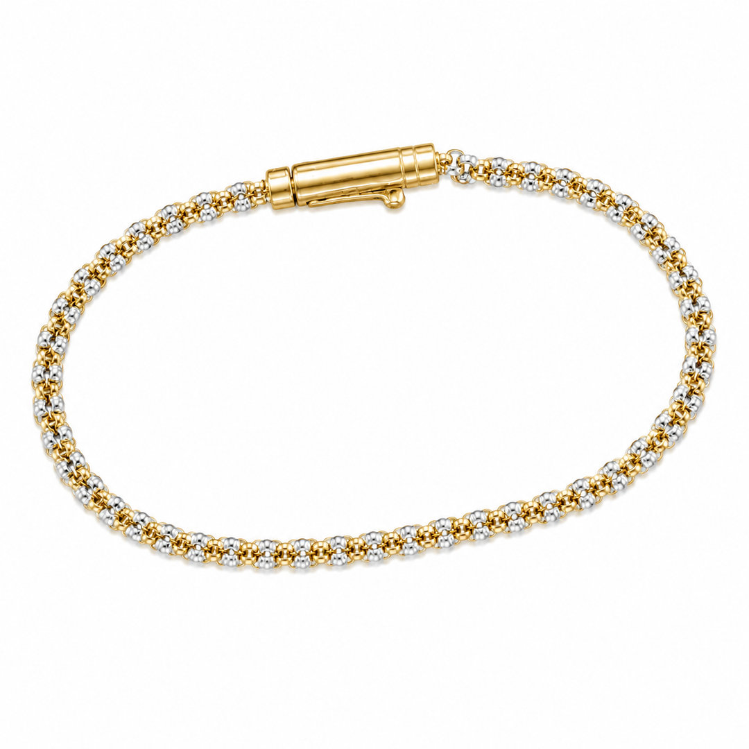 14k Two Tone Ice Bracelet