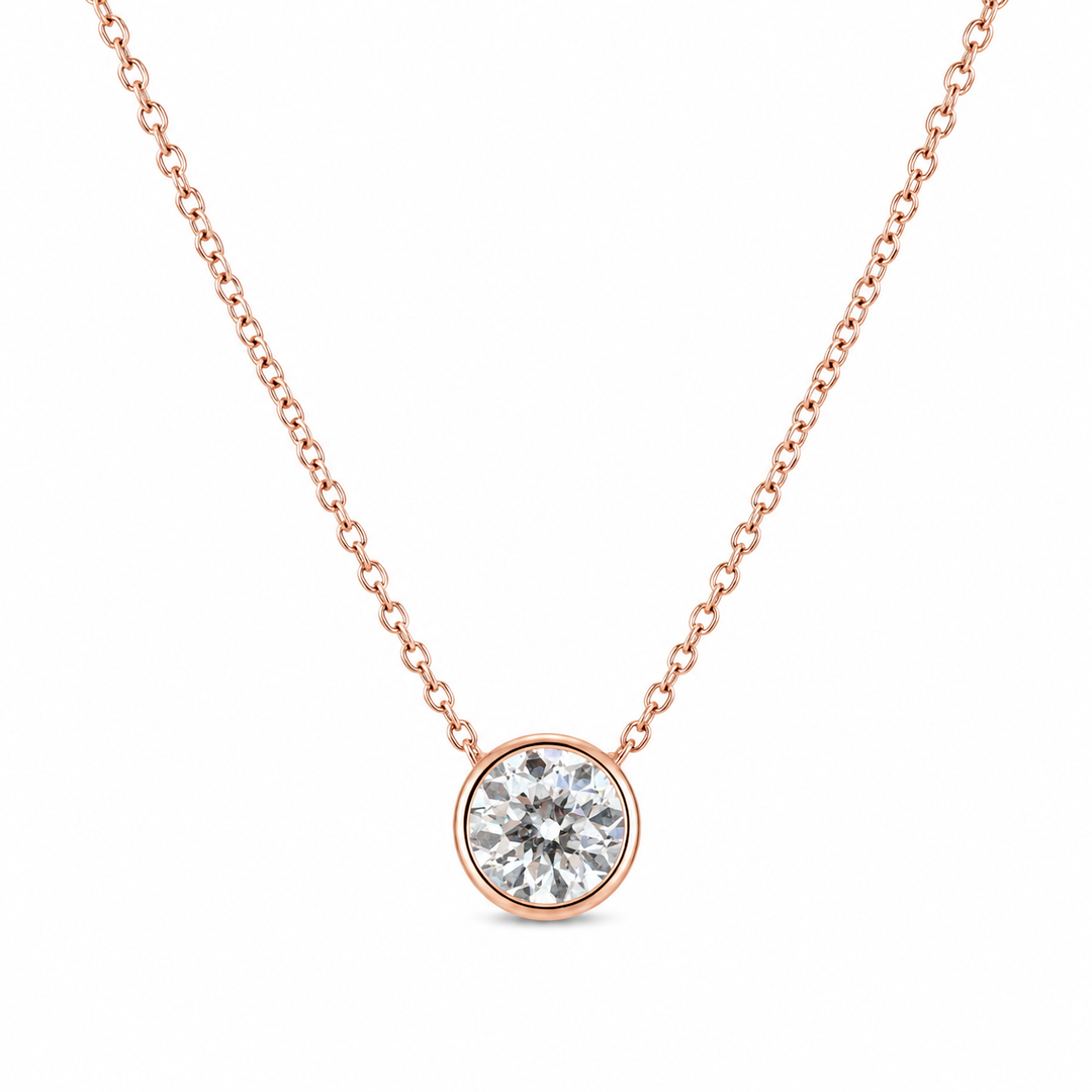 14k Rose Solitaire Diamond Pendant