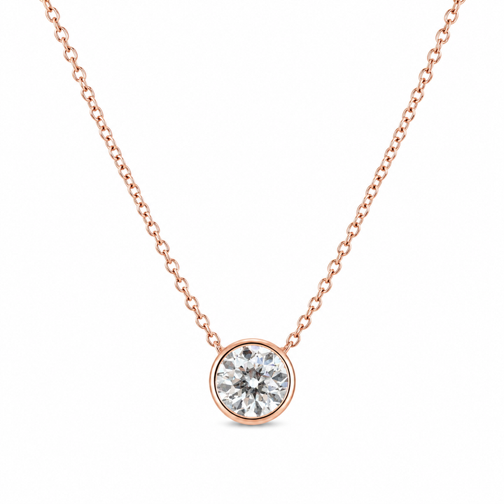 14k Rose Solitaire Diamond Pendant