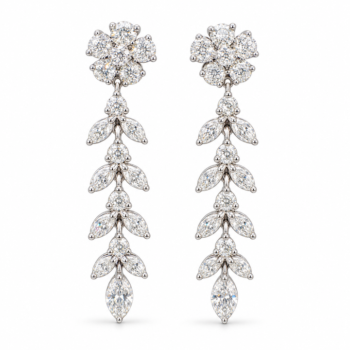 14k White Flower Estate Earrings
