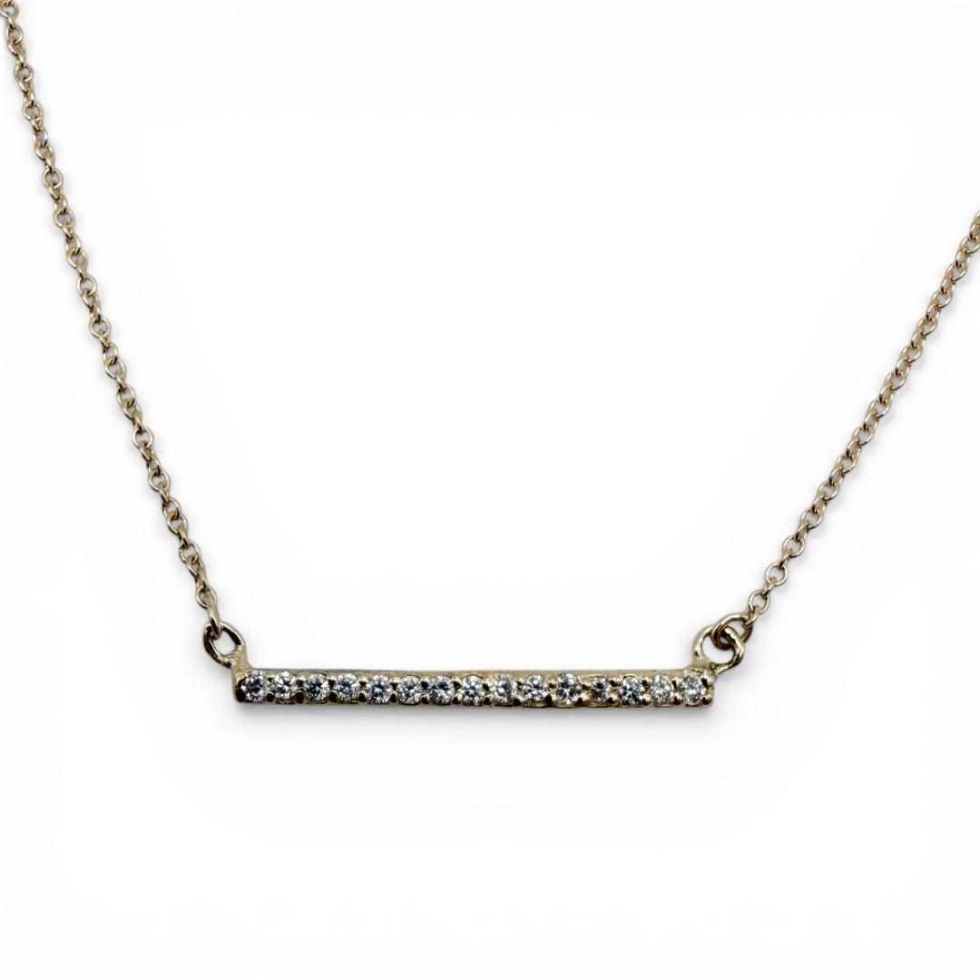 14k Yellow Gold Bar Diamond Necklace