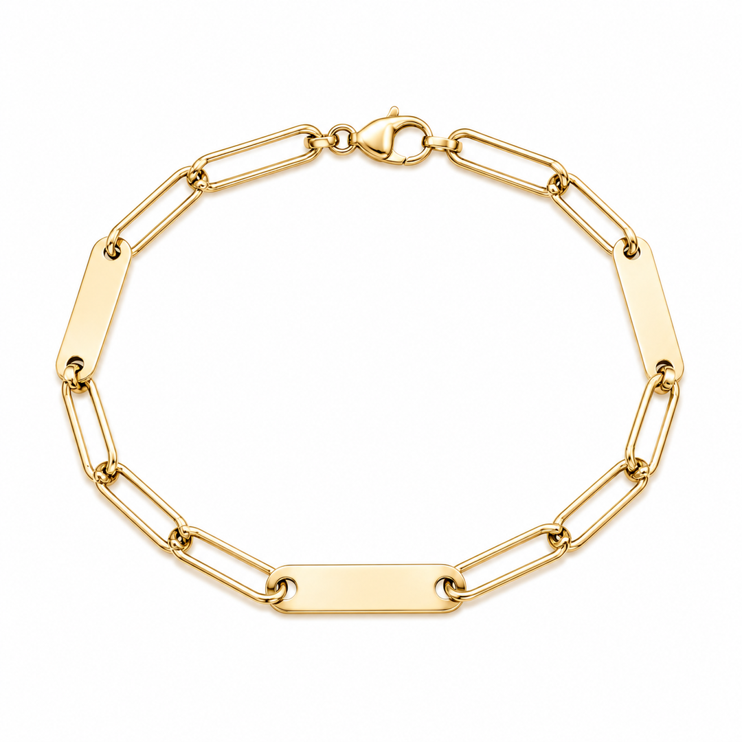 14k Yellow Gold Paper Clip Bracelet