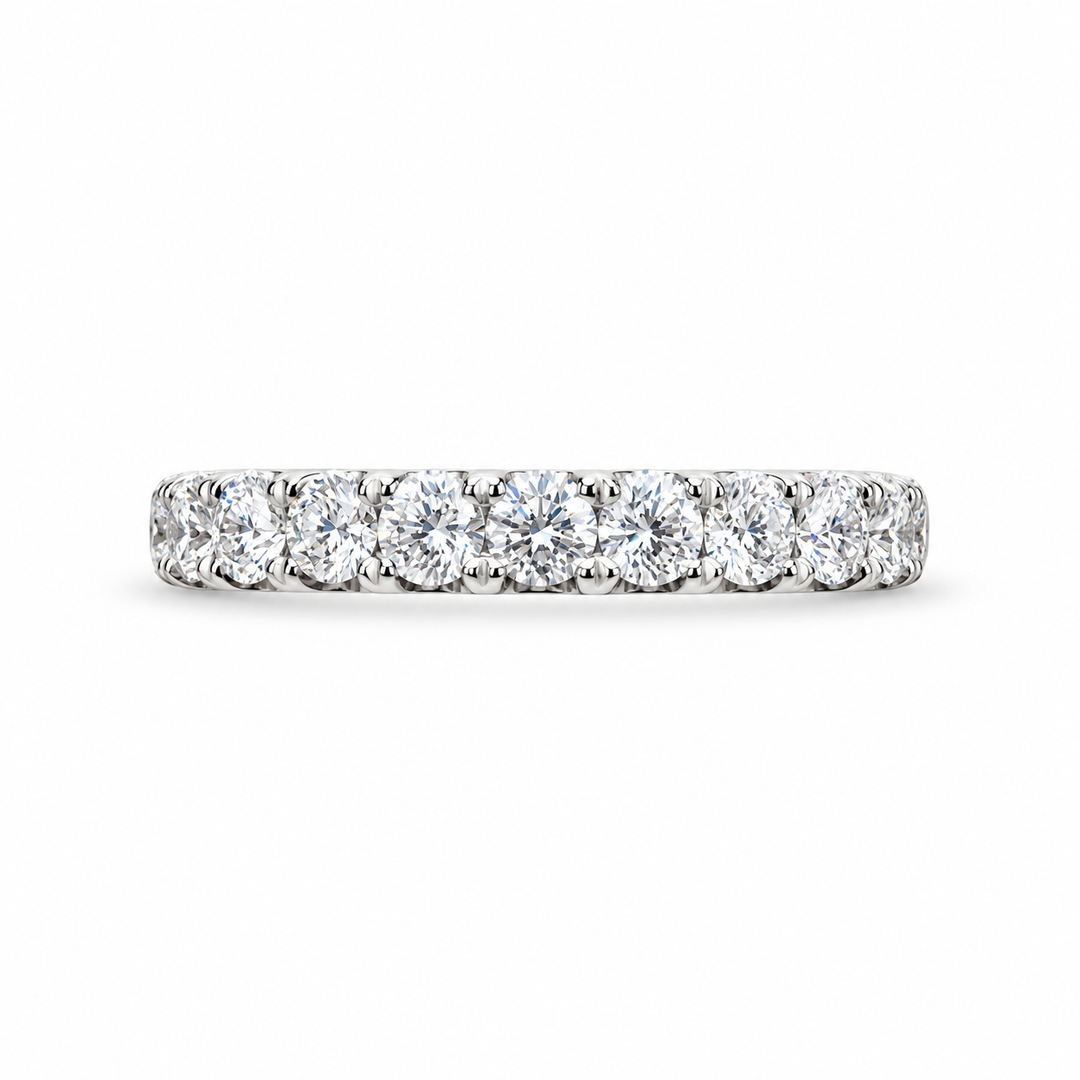 14k White Gold Half Anniversary 1.00ctw Round Diamond Wedding Band