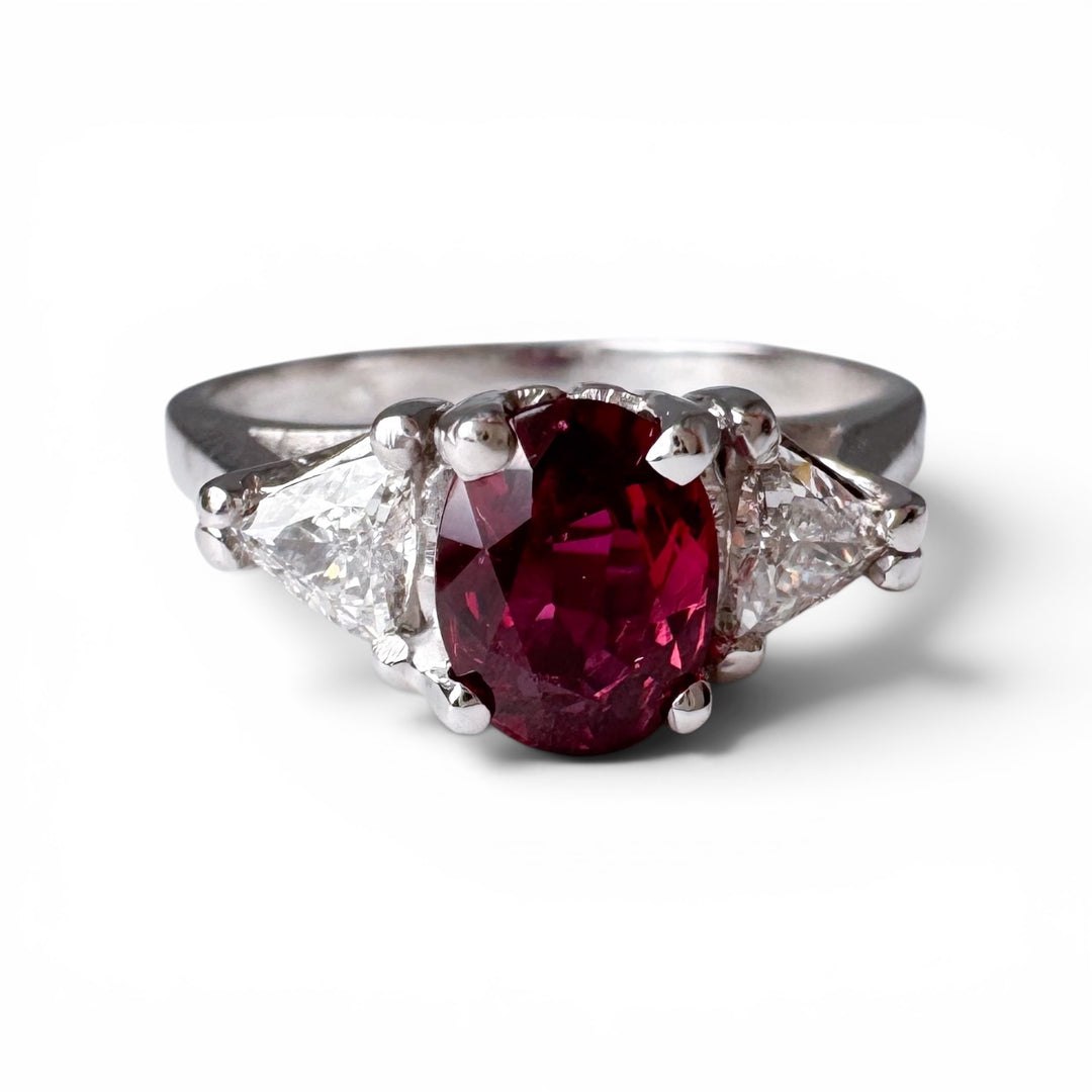 Platinum White Gold Ruby Gemstone Ring