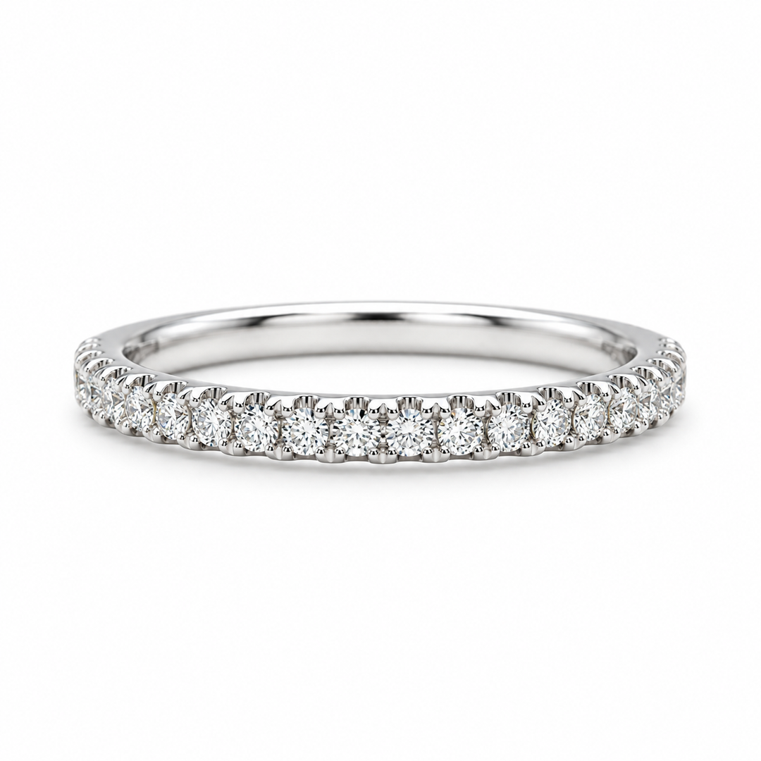 14k White Gold Prong Set 0.25ctw Round Diamond Wedding Band