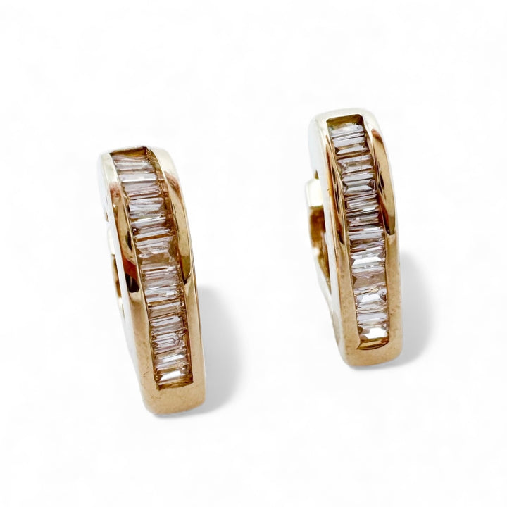 14k Yellow Gold Huggies Diamond Estate Earrings