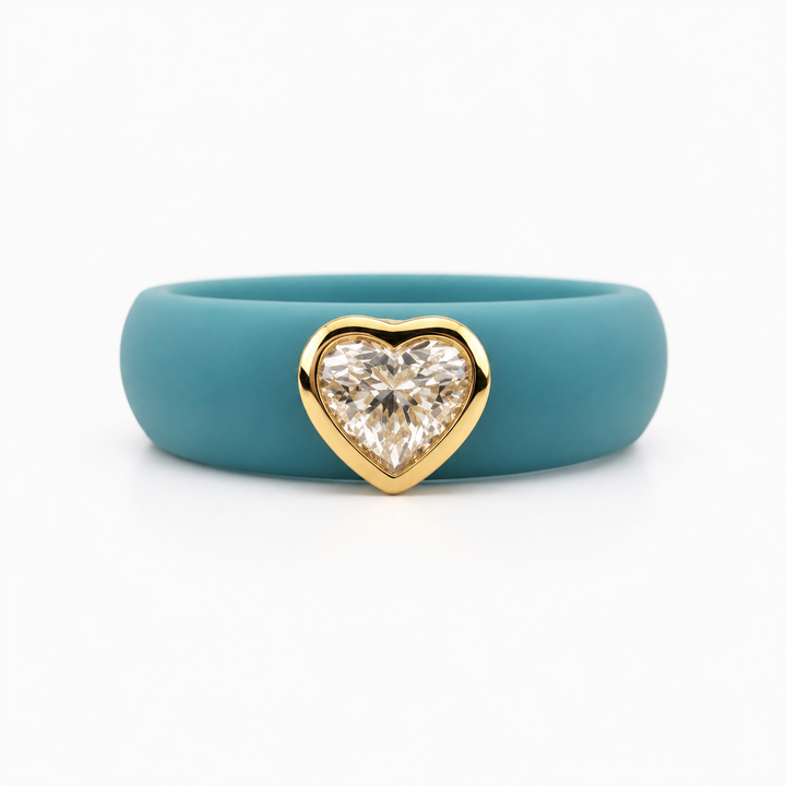 14k Yellow Heart Lab Diamond Silicone Ring