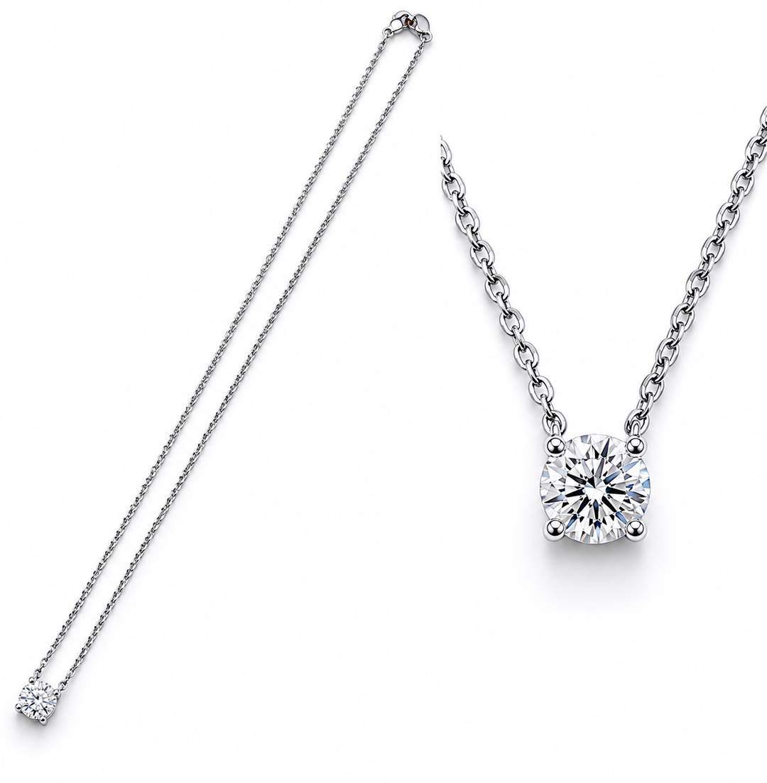 14k White Gold 4 Prong Basket Lab Grown Diamond Pendant 1.01ct