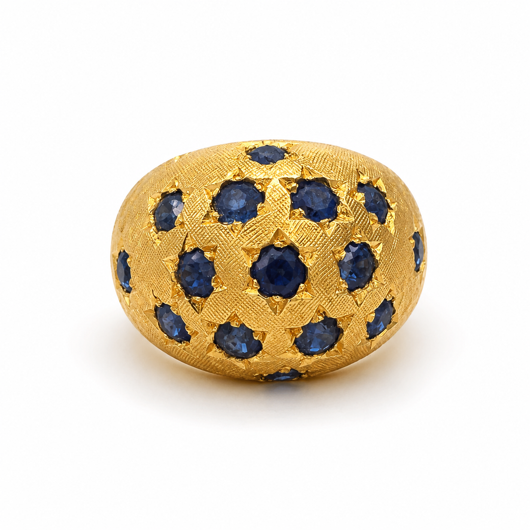 14k Yellow Dome Sapphire Estate Ring