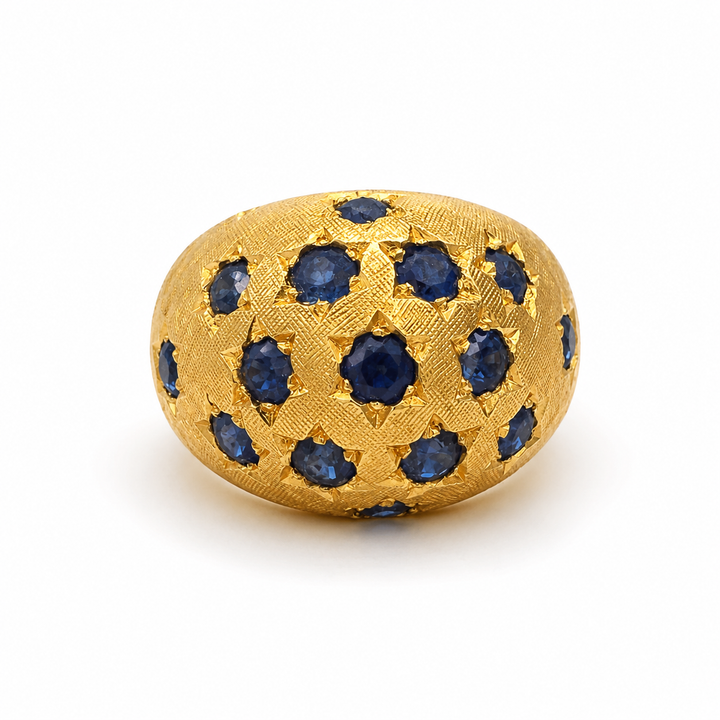 14k Yellow Dome Sapphire Estate Ring