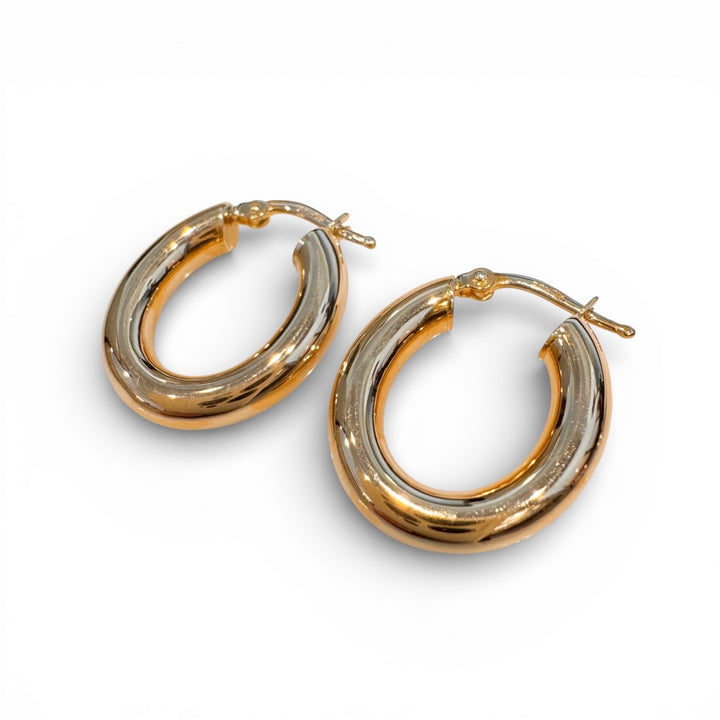 14k Yellow Gold Oval Hoops Estate Earrings