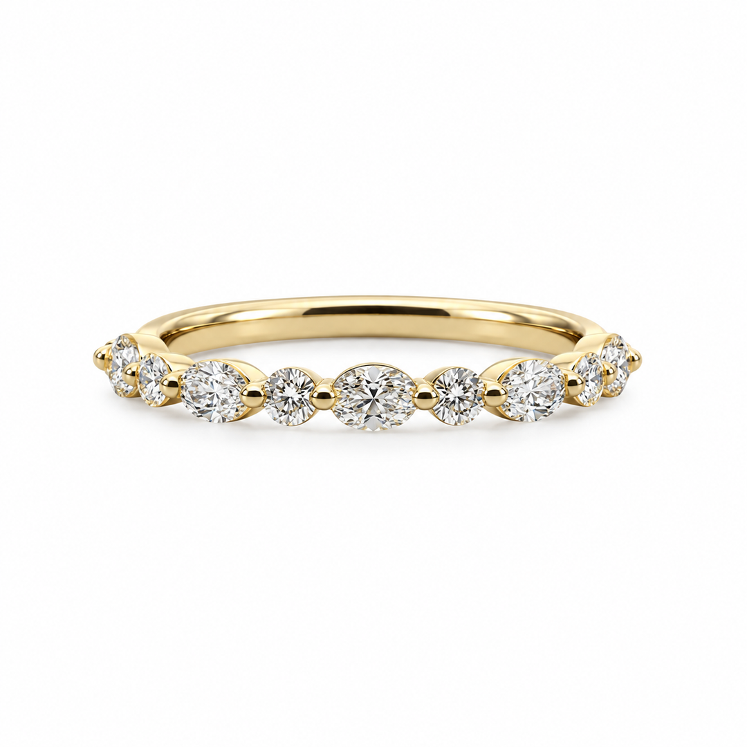 14k Yellow Gold Shared Prong 0.50ctw Various Shapes Diamond Wedding Band