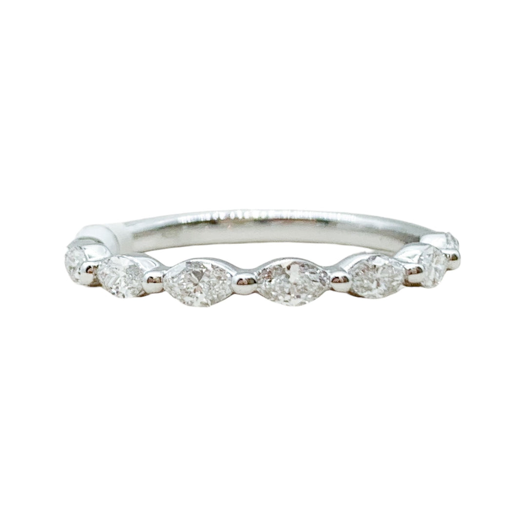 14k White Gold Shared Prong 0.52ctw Marquise Diamond Wedding Band