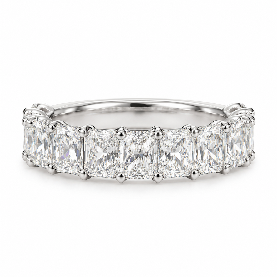 Platinum Radiant Cut Lab Grown Diamond Wedding Band