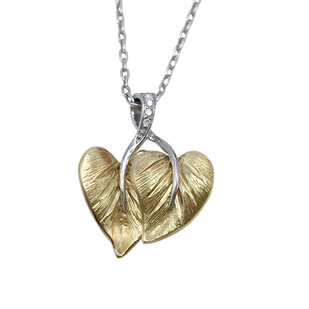 18k Two Tone Diamond Pendants