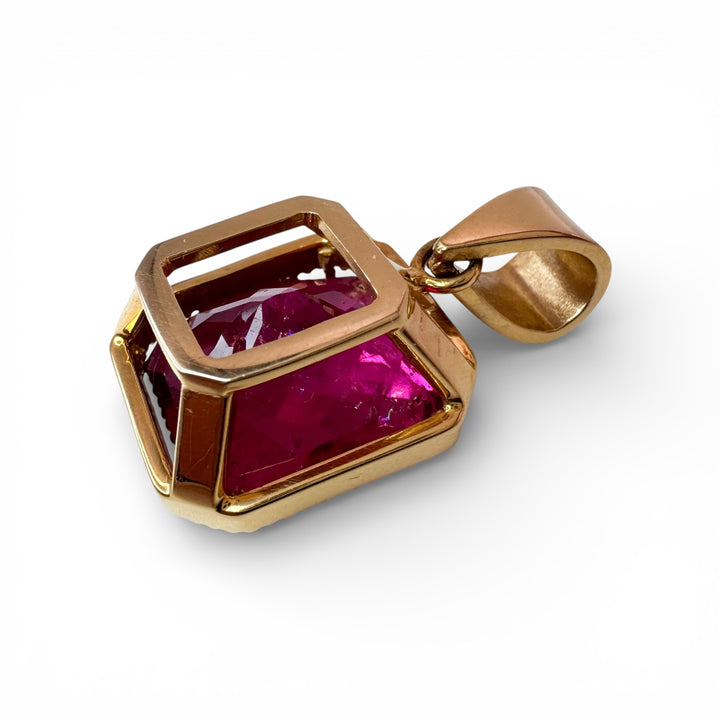14k Yellow Gold Rubellite Tourmaline Pendant