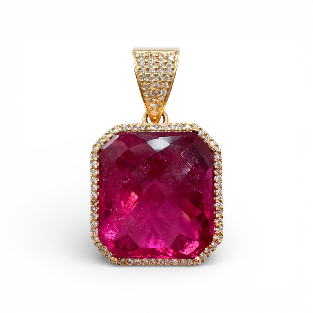 14k Yellow Gold Rubellite Tourmaline Pendant