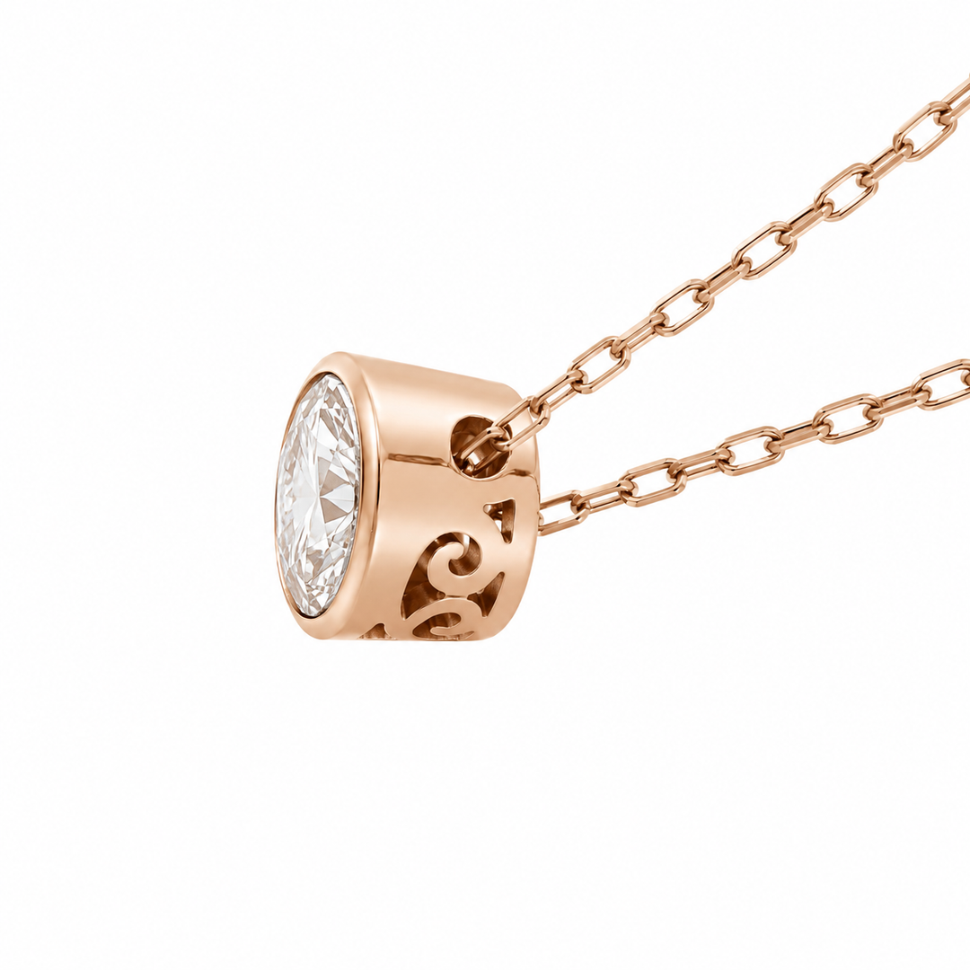 14k Rose Solitaire Diamond Pendant