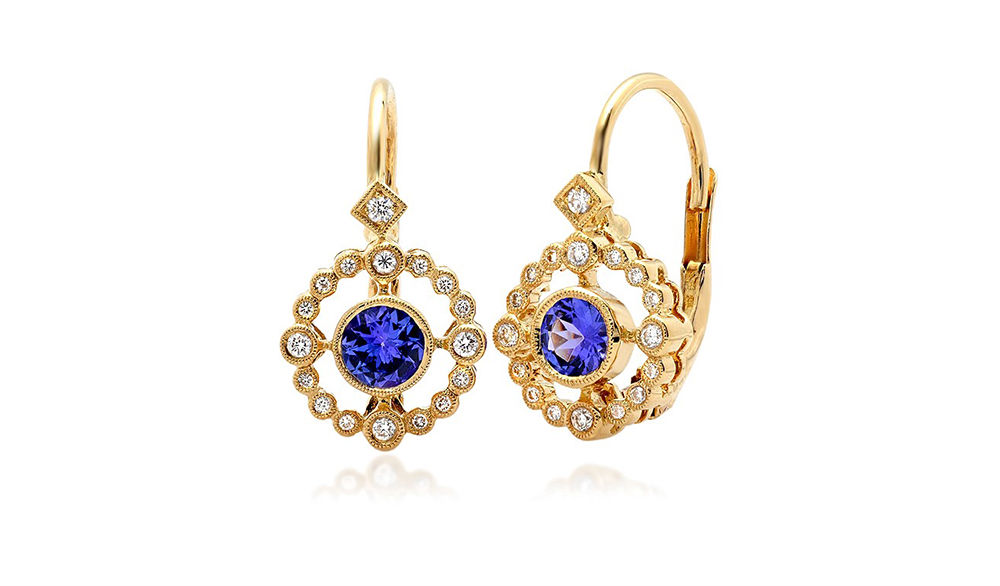 Beverley K Diamond and Tanzanite Drop Earrings