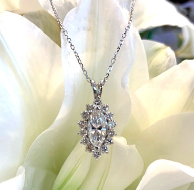 GOG Collection  Necklace EST-14KT WG MARQUISE DIAMOND PENDANT