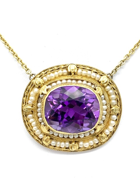 GOG Collection  Necklace EST-NSEEDPEARLAMATHYST10.7DWT