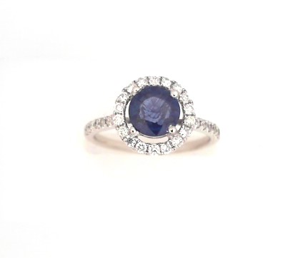 GOG Collection  Ring EST-14KT WG DIAMOND SAPPHIRE RING