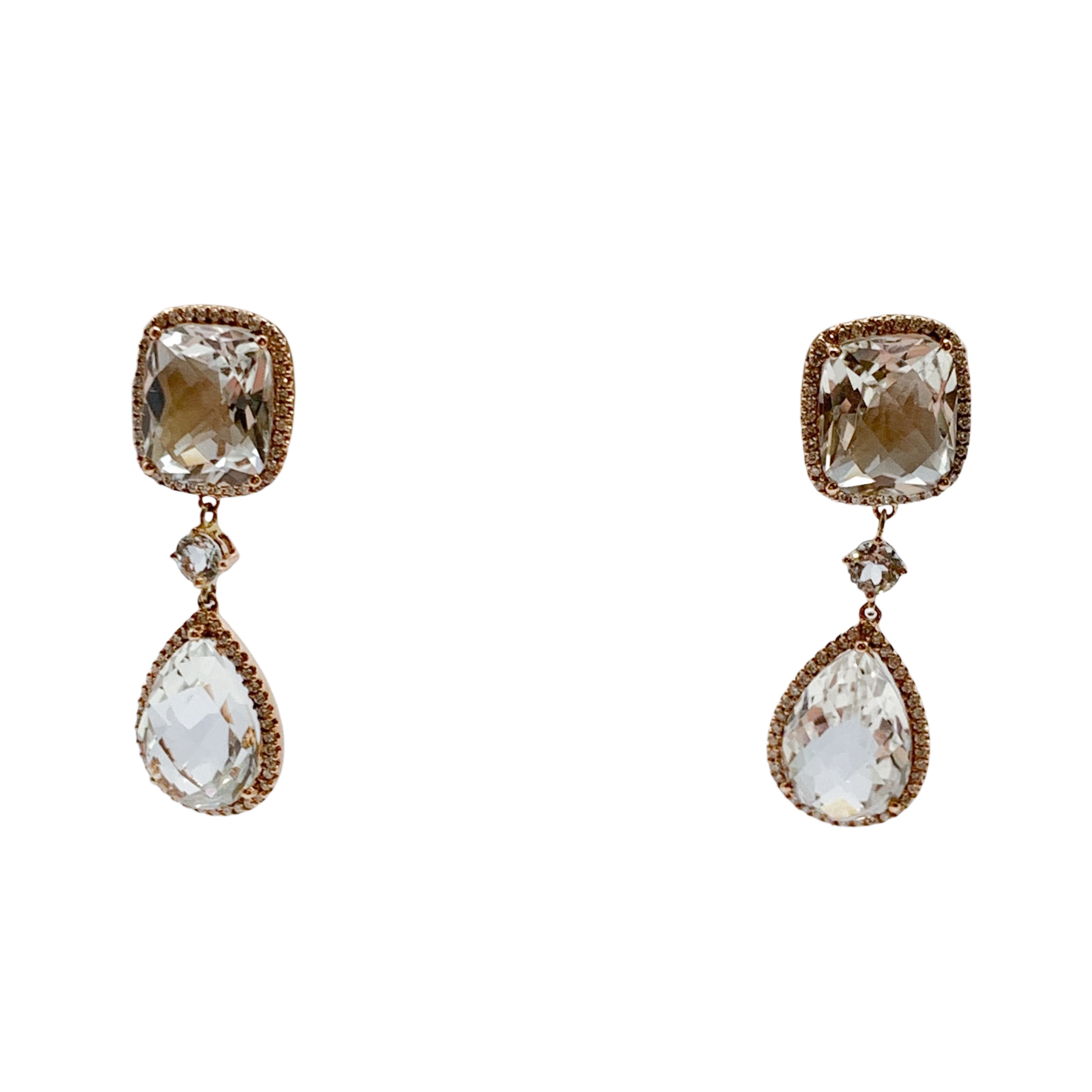 GOG Collection  Earrings EST-18KTRGWHITETOPAZEARRING