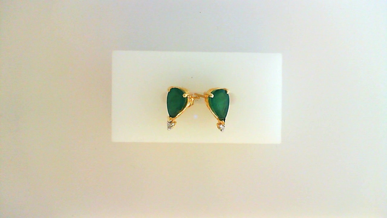 GOG Collection  Earrings EST-14KYGEMERALDDIAEARRING