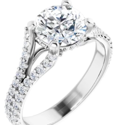 Custom Good Old Gold Split Prong 14K Gold Engagement Ring thumbnail 1