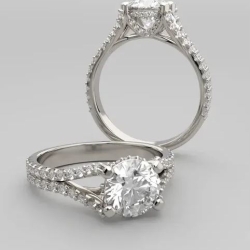 Custom Good Old Gold Split Prong 14K Gold Engagement Ring thumbnail 2